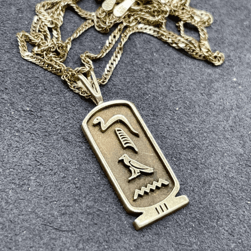 Vintage 9k Gold Egyptian Pendant Necklace