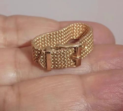 Italian Craftsmanship 18K Gold Adjustable Belt Buckle Ring