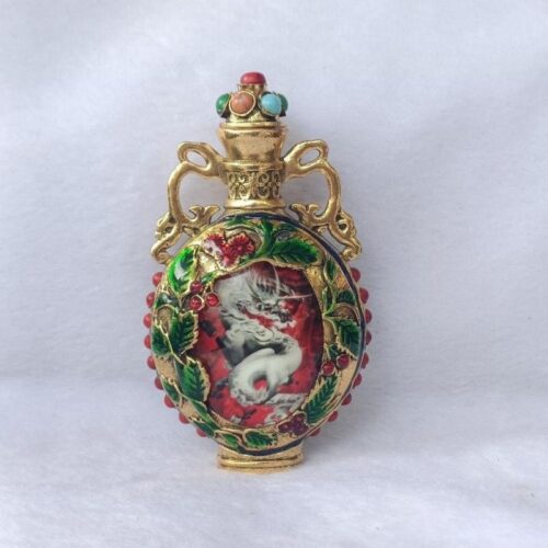 Antique Luminous Snuff Bottle with Cloisonné Brass and Double-Sided Inner Painting