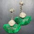 Antique Ming and Qing Dynasty jade fan-shaped earrings with Tibetan silver settings