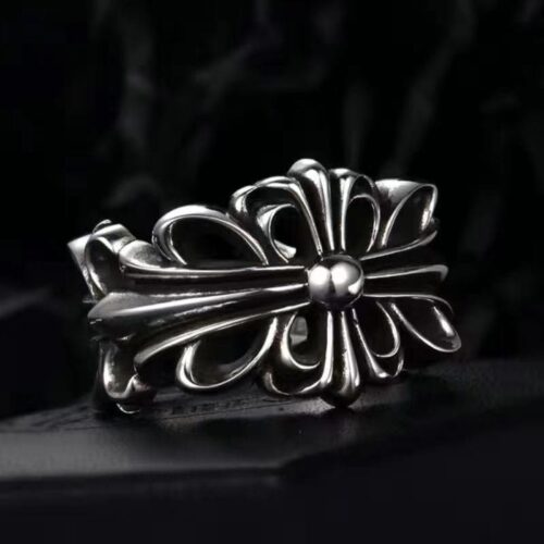 Vintage Style 925 Silver Cross Ring with Fleur-de-lis Design - Unisex, Tarnish Resistant