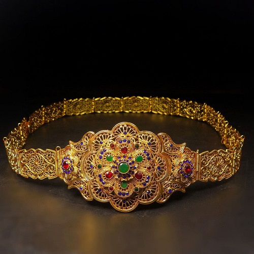 Antique Brass Gilded Gold Inlay Belt - 1 Meter Long, 10.5cm Wide, 482g