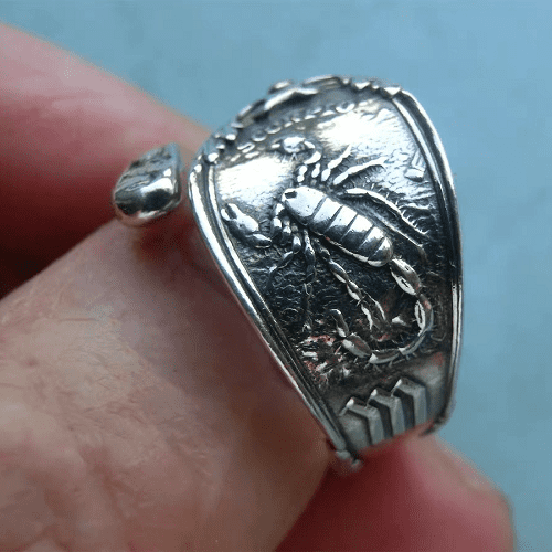 Vintage Cancer Zodiac 925 Sterling Silver Couple Ring