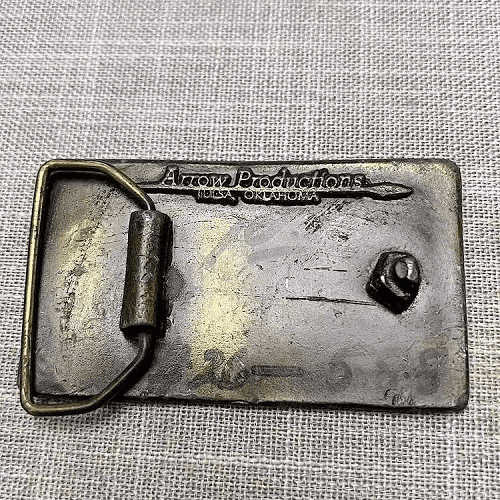 1930s American Tin Flea Market Scene Belt Buckle – Rare Vintage Collectible