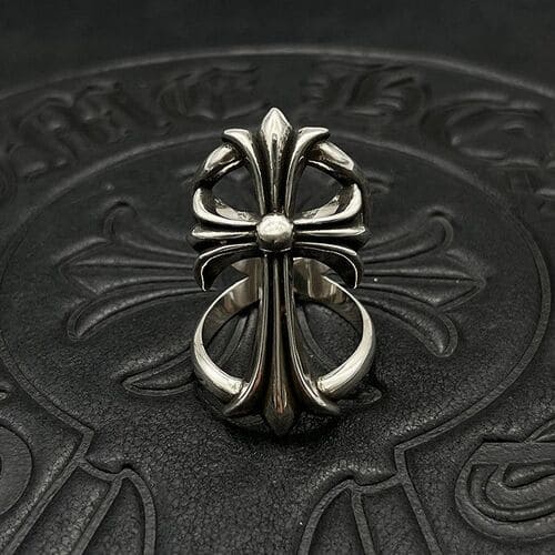 925 Silver Large Cross Hollow Ring - Classic Vintage Style for Men and Women