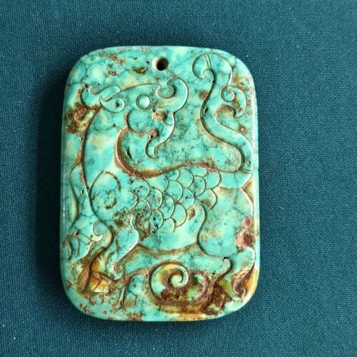 Han Dynasty turquoise pendant featuring the White Tiger