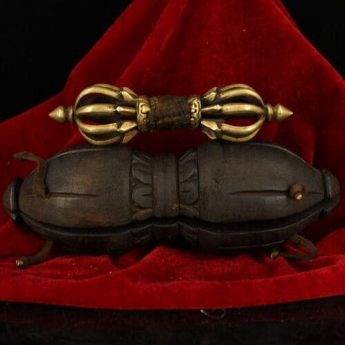 Handcrafted Nine-Pronged Vajra – Antique Copper, 597g with Box