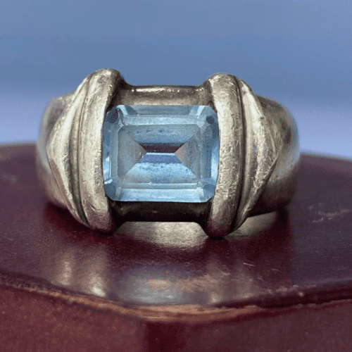 Vintage Sapphire Ring in 925 Sterling Silver for Men