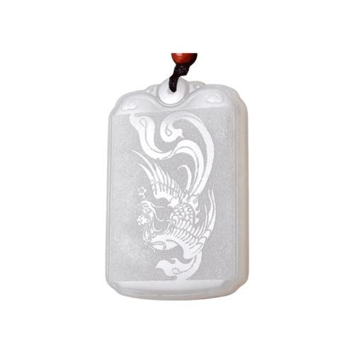 Hotan Jade Dragon Phoenix Anhänger, natürliche Jade Schnitzerei, komplizierte Details.