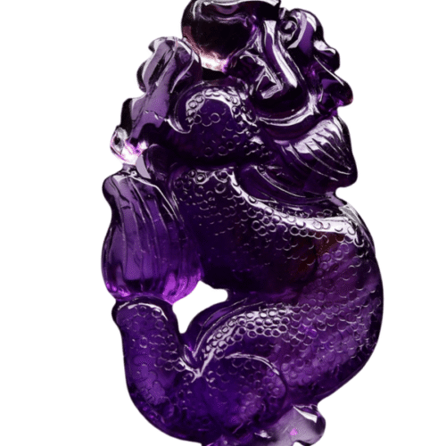 Exquisite Natural Brazilian Amethyst Dragon Ball Pendant – Oversized, Hand-Carved with Bead Chain